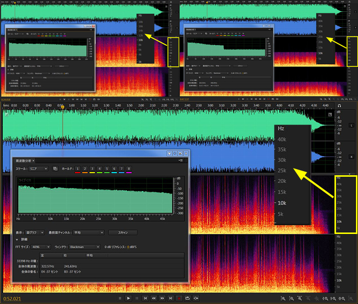 CDをハイレゾにアップコンバート波形の画像ビフォーアフター width=